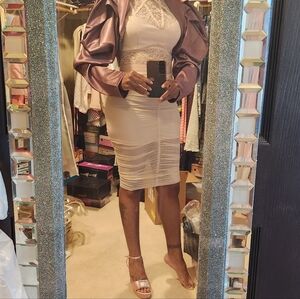 SET- Sleeveless Bodysuit With See Through Rouched Skirt Size S